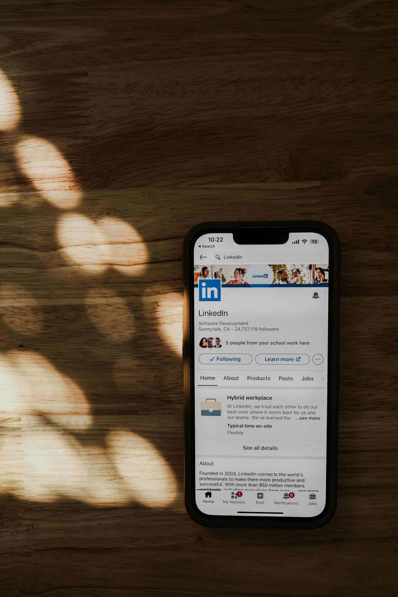 A Mobile phone with LinkedIn app on